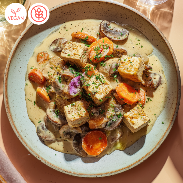 Tofu ou poulet à la crème et champignons