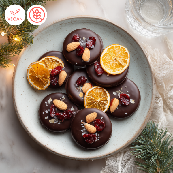 Mendiants aux agrumes confits, amandes et canneberges