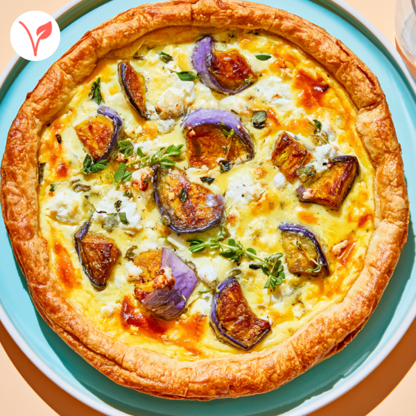 Tarte aubergines roties, feta et thym - Papa Cuisine service de traiteur à domicile